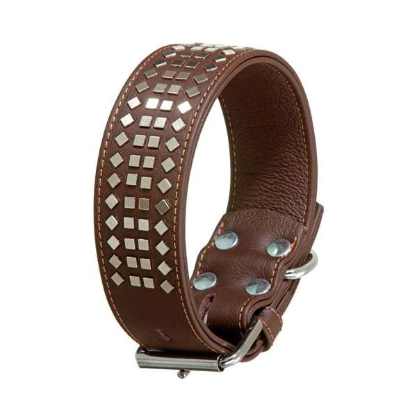 Karlie Vintage Halsband Mit 4eck-Nieten 50mm - Braun 2 Karlie Vintage Halsband Mit 4eck-Nieten 50mm - Braun – Bild 2