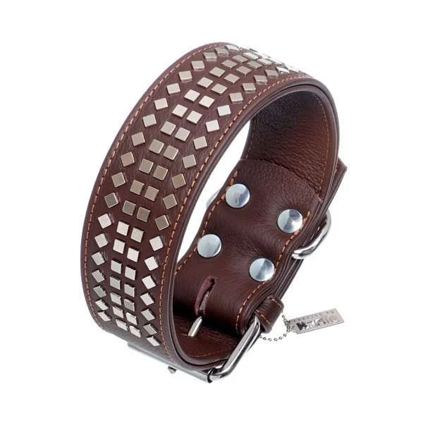 Karlie Vintage Halsband Mit 4eck-Nieten 50mm - Braun 1 Karlie Vintage Halsband Mit 4eck-Nieten 50mm - Braun